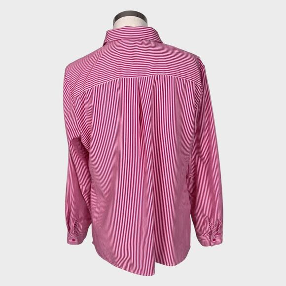 Notations Large Pink White Stripe Button Front Blouse Polyester Spandex - Picture 4 of 7